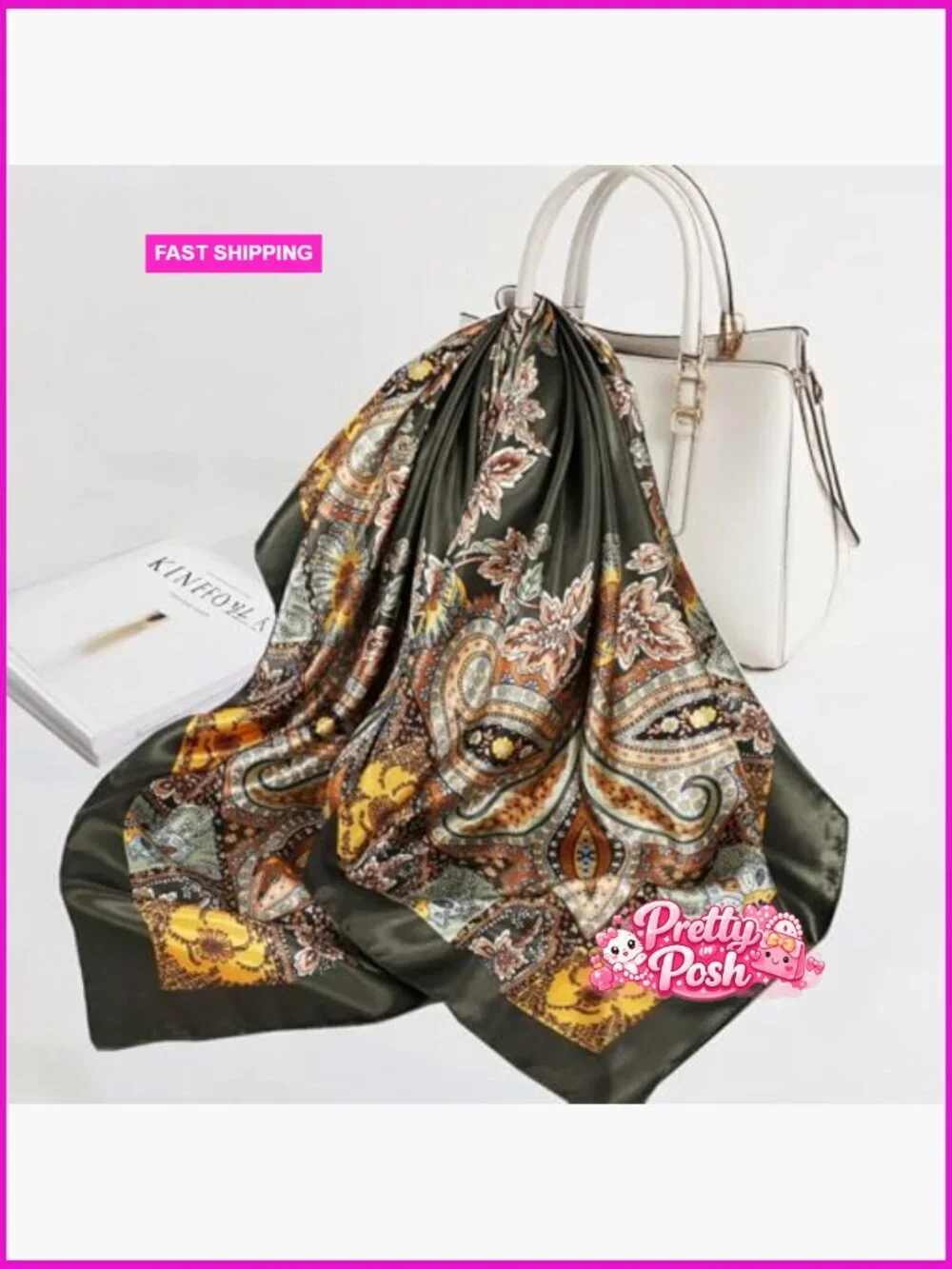 Large Square Satin Hair Scarf 35